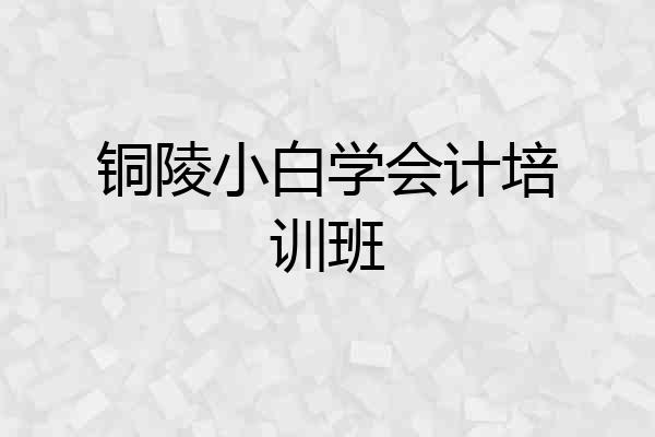 铜陵小白学会计培训班