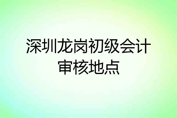 深圳龙岗初级会计审核地点