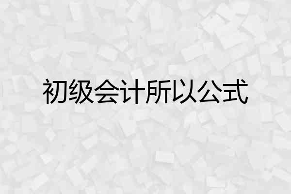 初级会计所以公式
