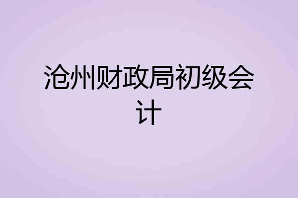 沧州财政局初级会计
