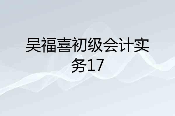 吴福喜初级会计实务17