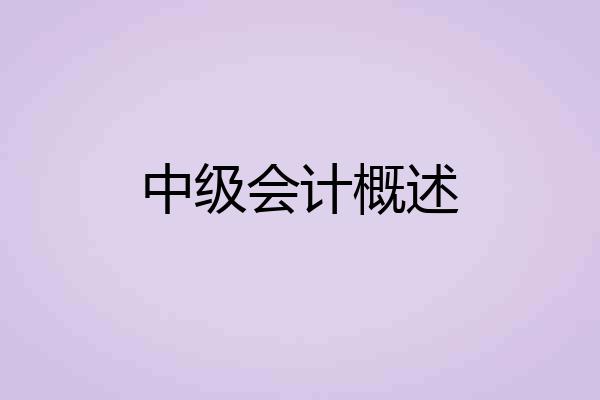 中级会计概述
