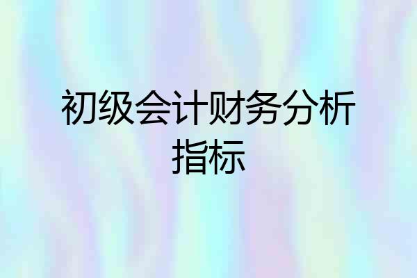 初级会计财务分析指标