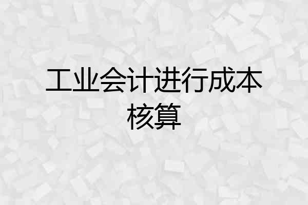 工业会计进行成本核算