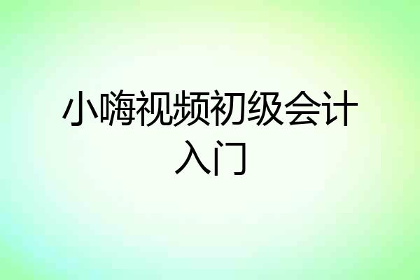 小嗨视频初级会计入门