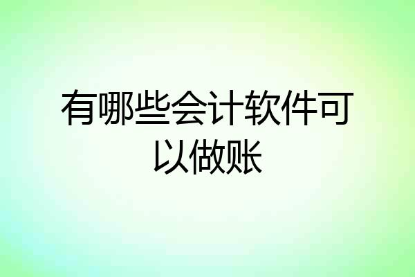 有哪些会计软件可以做账