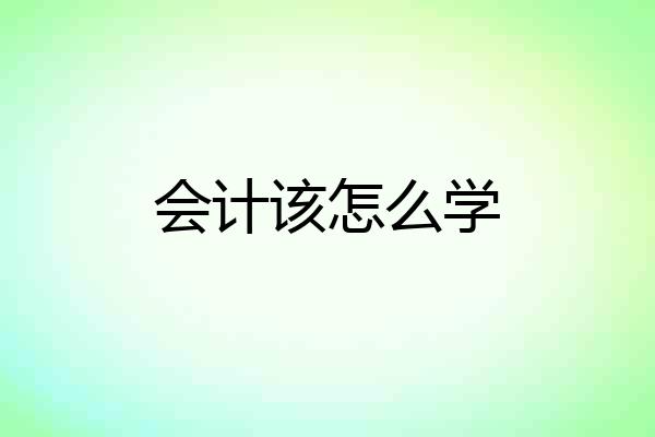 会计该怎么学