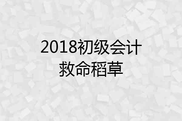 2018初级会计救命稻草