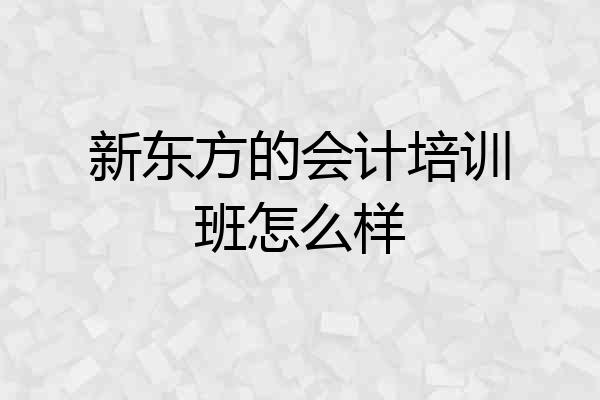 新东方的会计培训班怎么样