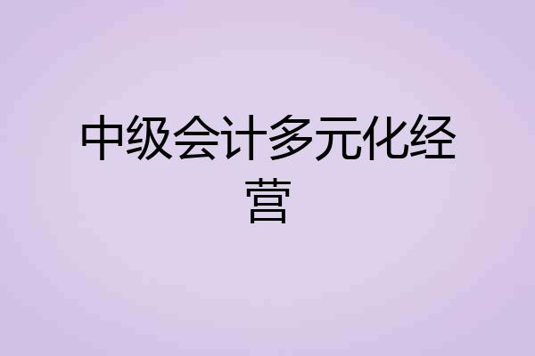 中级会计多元化经营