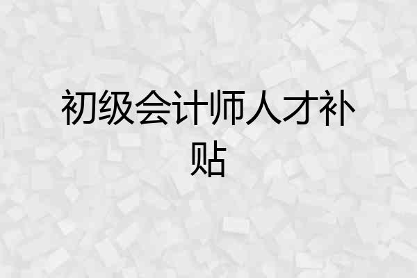 初级会计师人才补贴