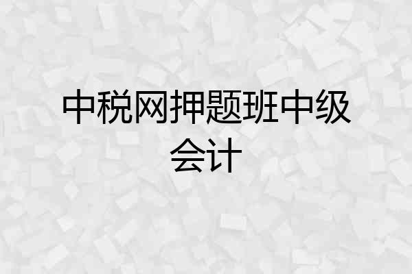 中税网押题班中级会计