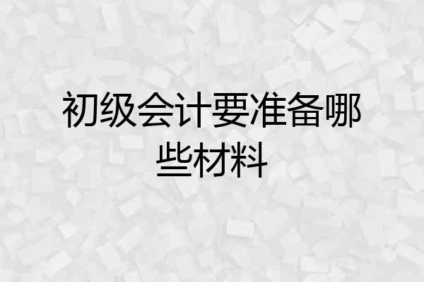 初级会计要准备哪些材料