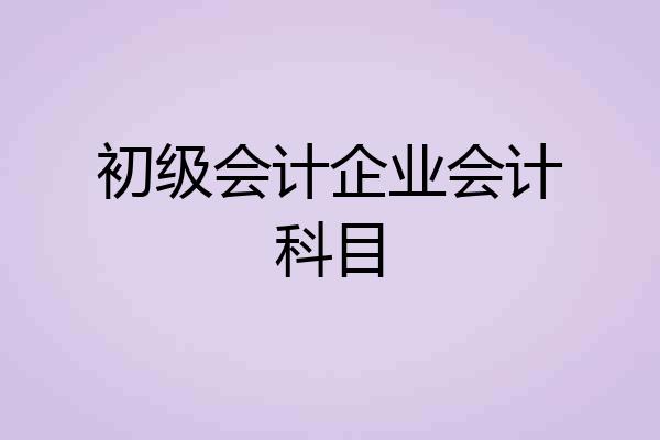 初级会计企业会计科目