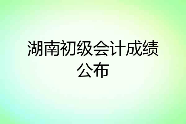 湖南初级会计成绩公布