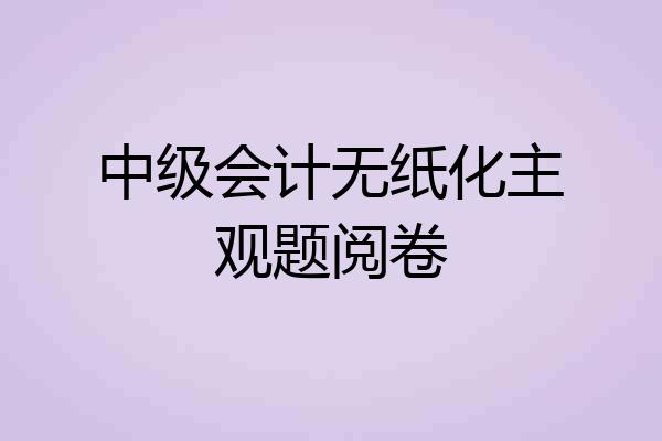 中级会计无纸化主观题阅卷