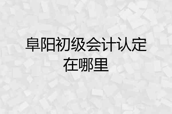阜阳初级会计认定在哪里
