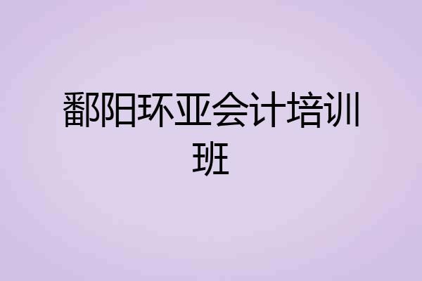 鄱阳环亚会计培训班