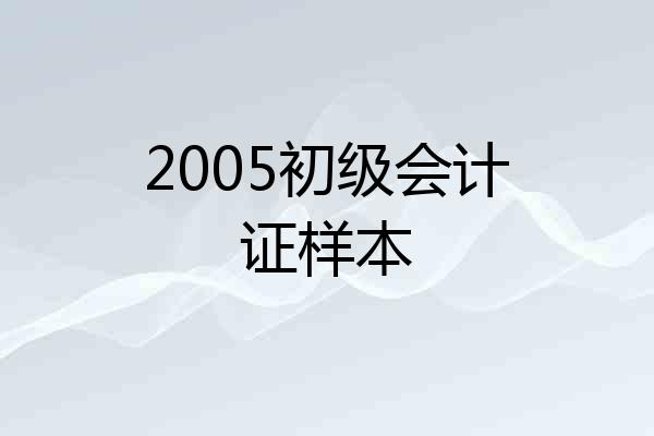 2005初级会计证样本