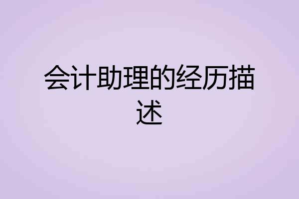 会计助理的经历描述