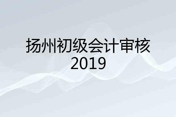 扬州初级会计审核2019