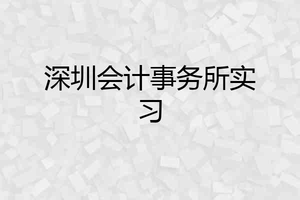 深圳会计事务所实习