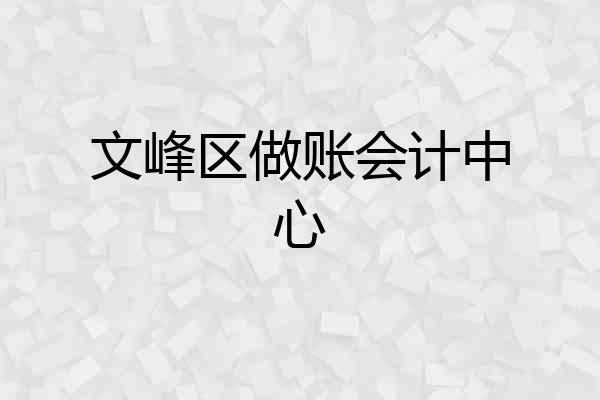 文峰区做账会计中心