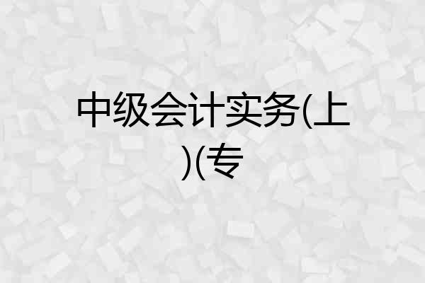 中级会计实务(上)(专