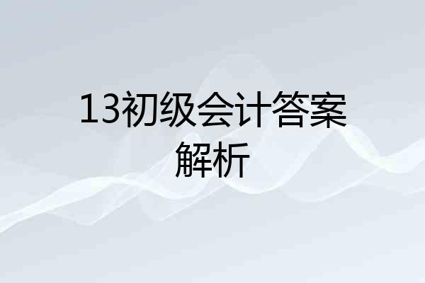 13初级会计答案解析