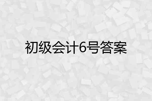 初级会计6号答案