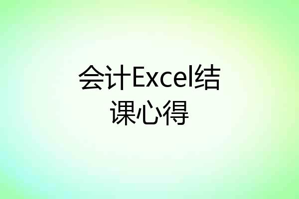 会计Excel结课心得