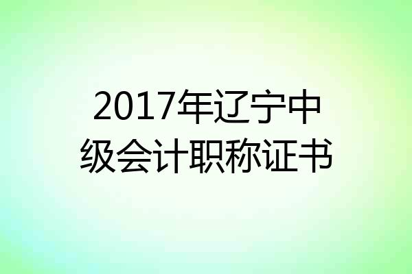 2017年辽宁中级会计职称证书
