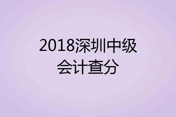 2018深圳中级会计查分