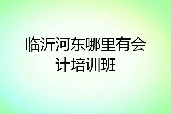 临沂河东哪里有会计培训班