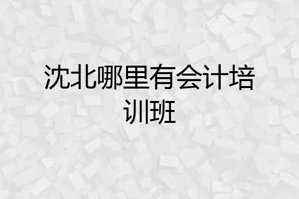 沈北哪里有会计培训班
