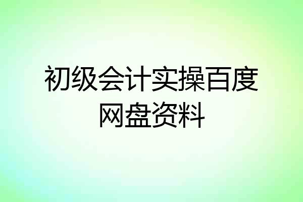 初级会计实操百度网盘资料