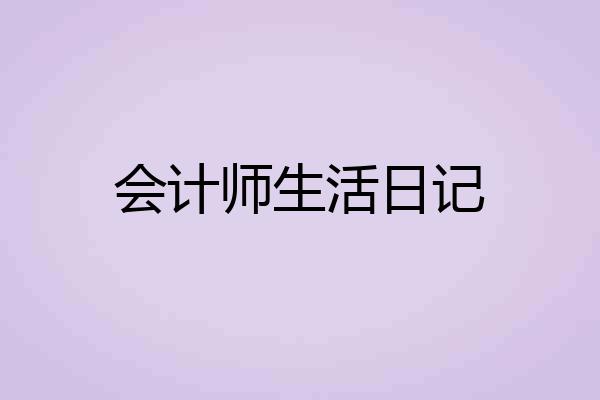 会计师生活日记