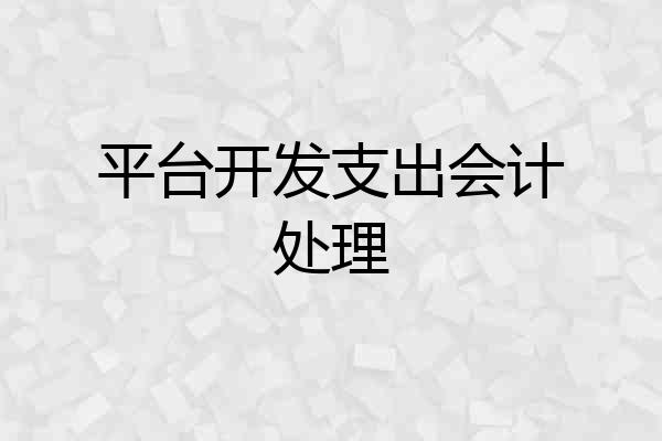 平台开发支出会计处理