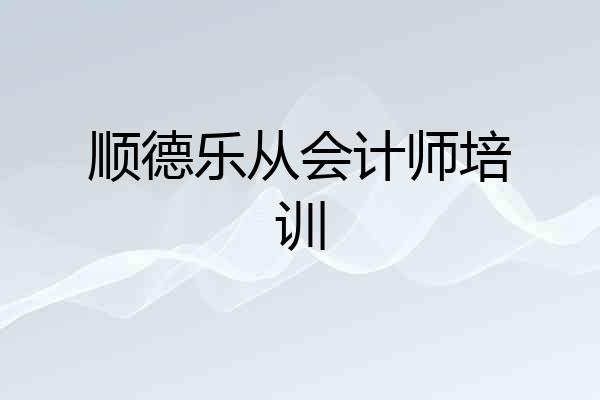 顺德乐从会计师培训