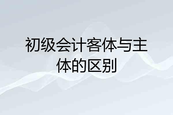 初级会计客体与主体的区别