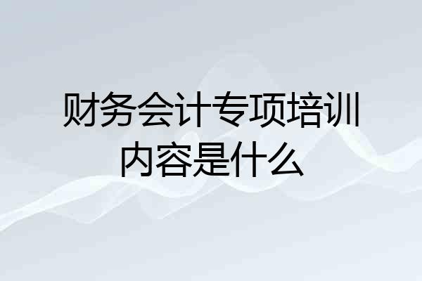 财务会计专项培训内容是什么