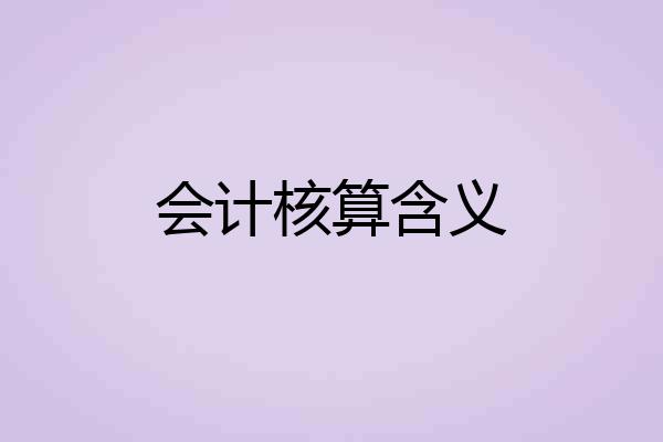 会计核算含义
