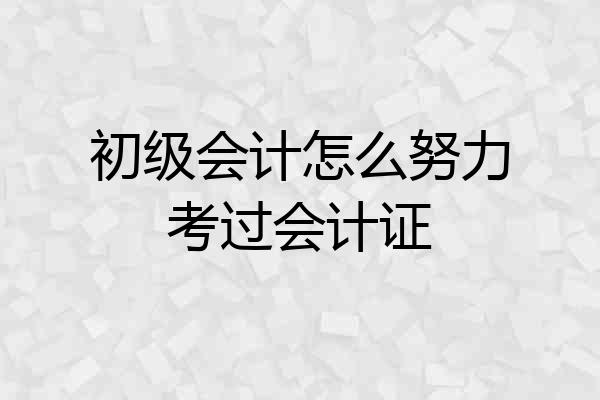 初级会计怎么努力考过会计证