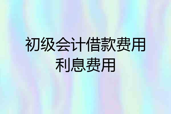 初级会计借款费用利息费用