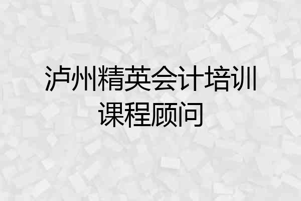 泸州精英会计培训课程顾问