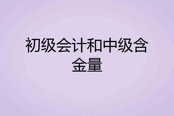 初级会计和中级含金量