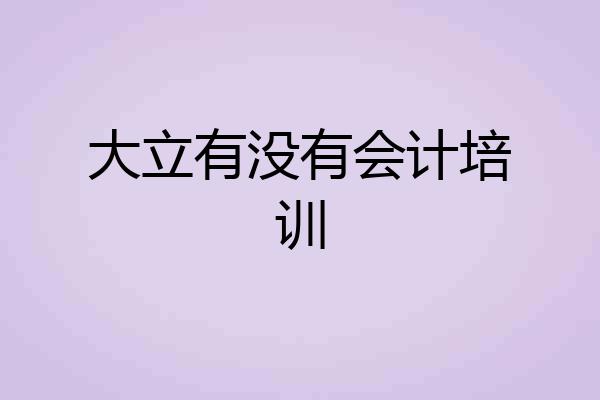 大立有没有会计培训