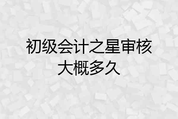 初级会计之星审核大概多久