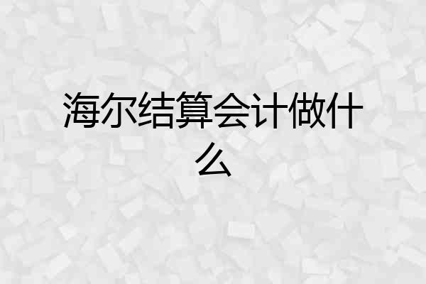 海尔结算会计做什么