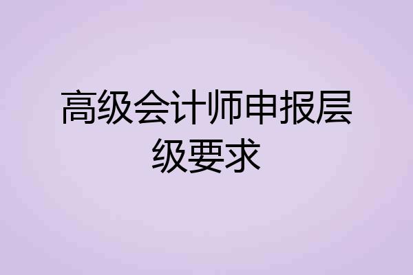 高级会计师申报层级要求